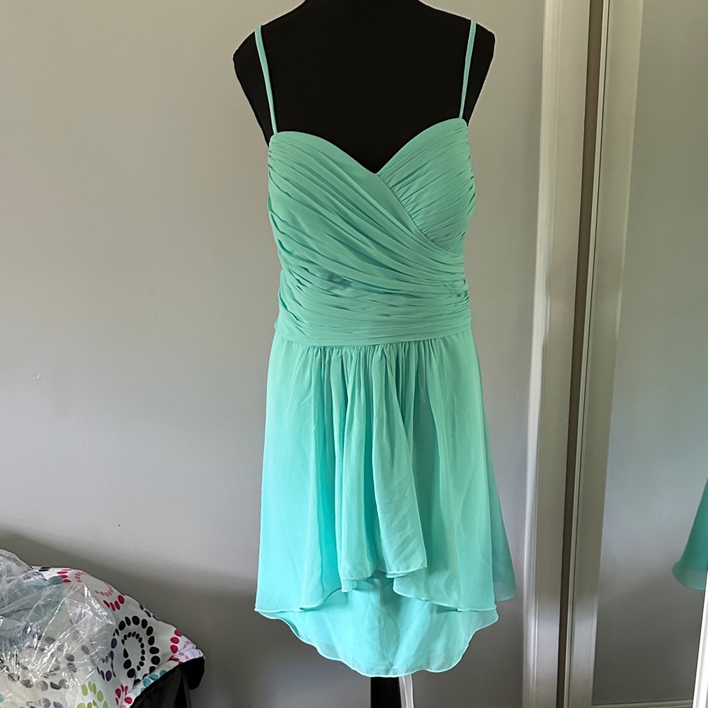 Mint Chiffon Spaghetti Strap Party Dress